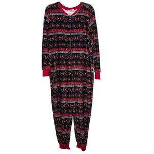 Natural Life Fleece One Piece Loungewear Jumpsuit XS Small Boho Floral